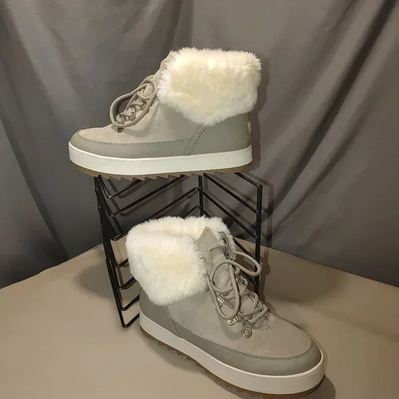 UGG Womens Winter Boots Size 9 Koolaburra Faux Fur Lined Beige White - Picture 6 of 8